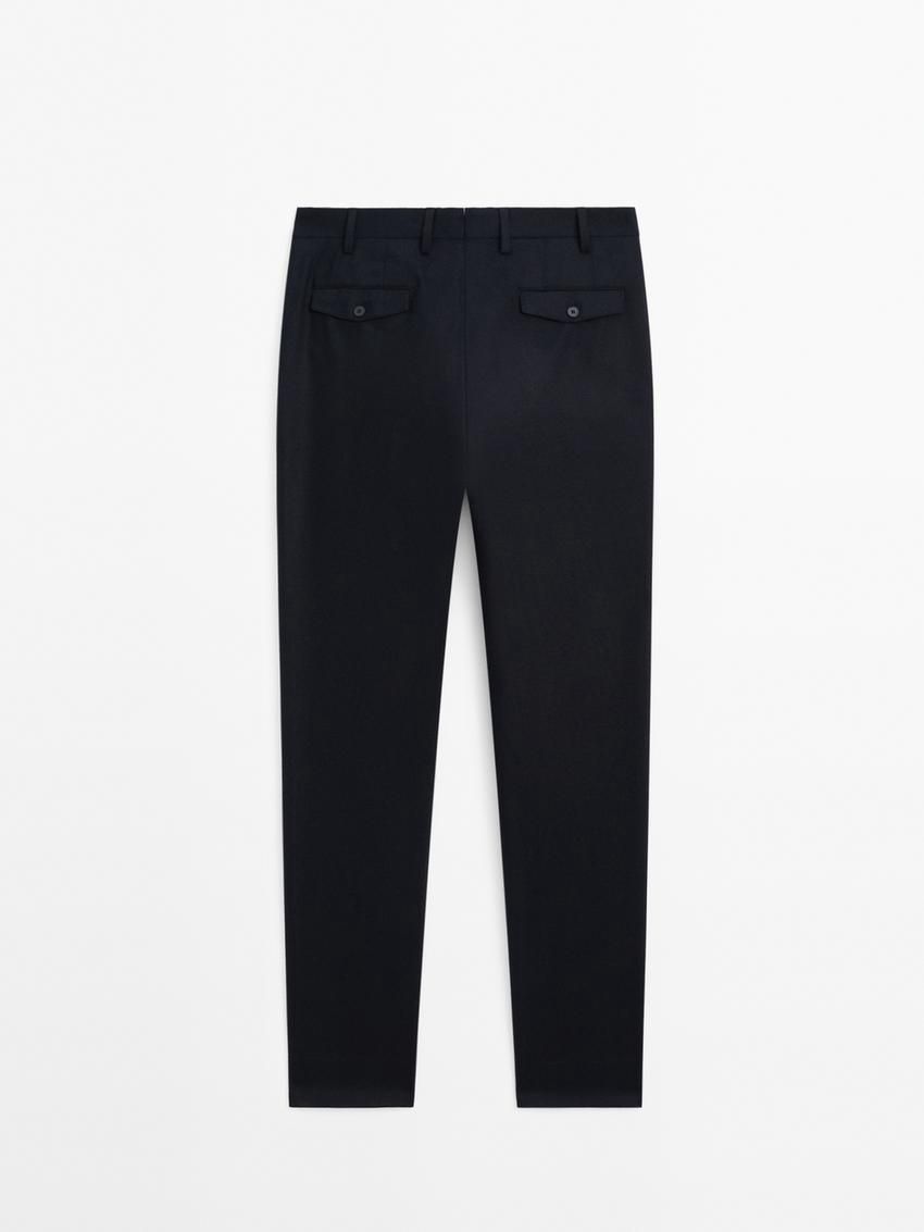 Massimo Dutti Wool Blend Suit Men Trousers Navy | US-HL8612579