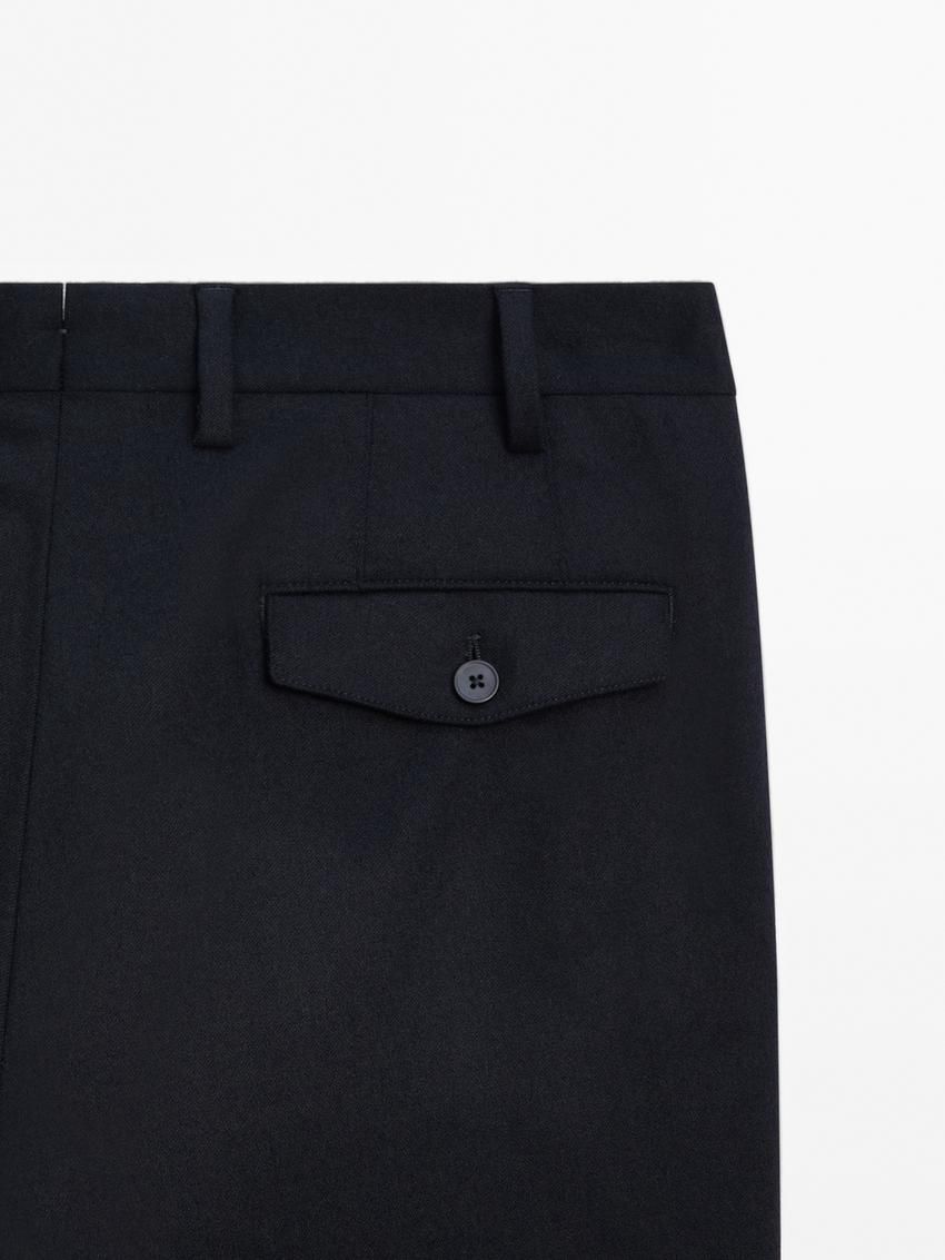 Massimo Dutti Wool Blend Suit Men Trousers Navy | US-HL8612579