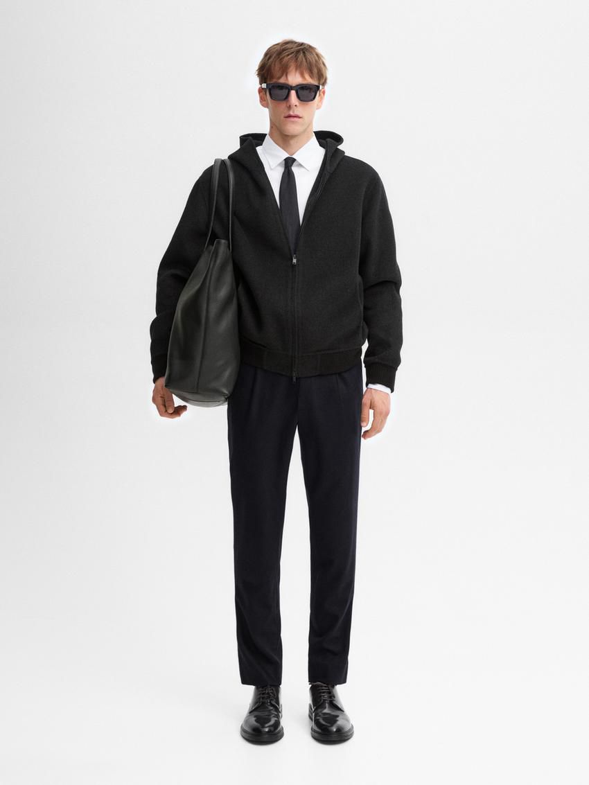 Massimo Dutti Wool Blend Suit Men Trousers Navy | US-HL8612579