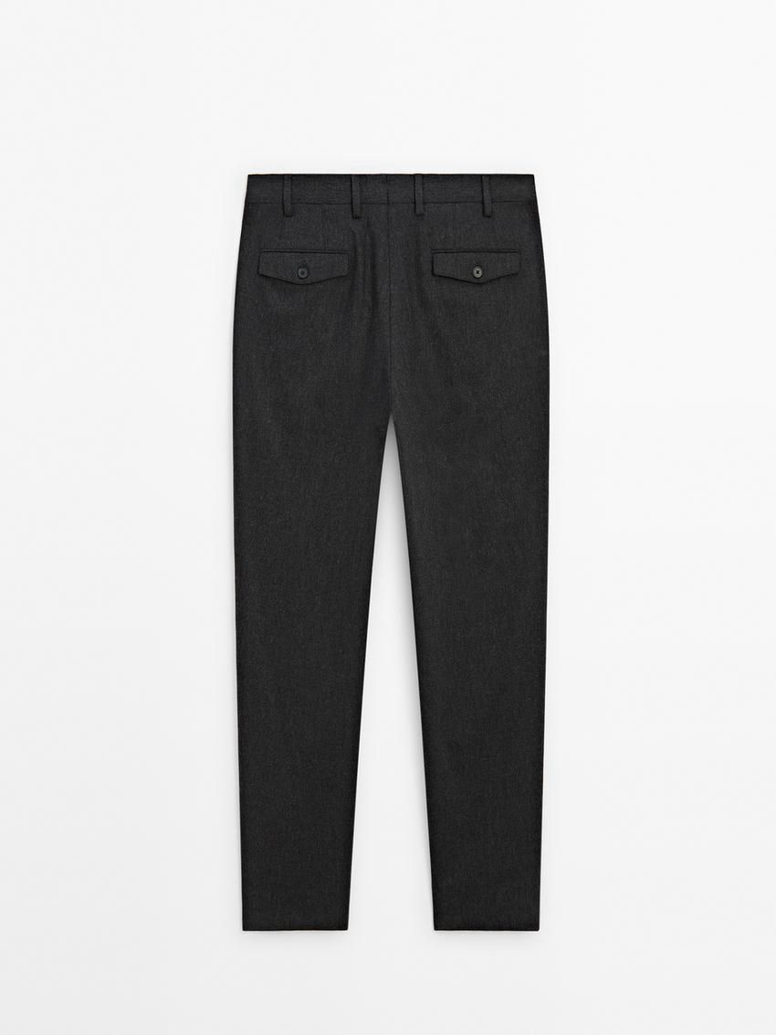 Massimo Dutti Wool Blend Suit Men Trousers Dark Grey | US-VI1975260