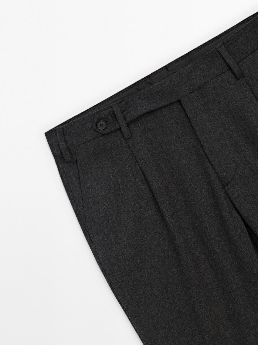 Massimo Dutti Wool Blend Suit Men Trousers Dark Grey | US-VI1975260