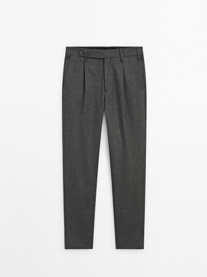 Massimo Dutti Wool Blend Suit Men Trousers Grey | US-GN2384071