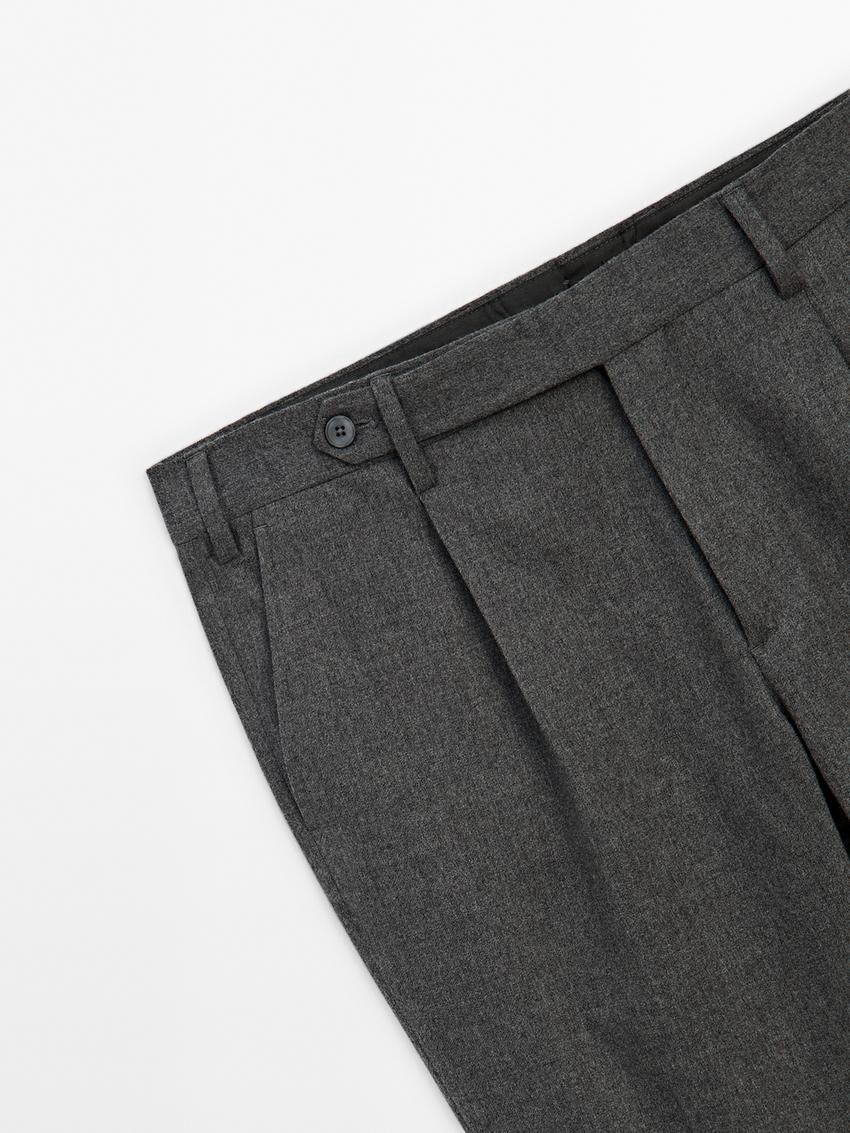 Massimo Dutti Wool Blend Suit Men Trousers Grey | US-GN2384071