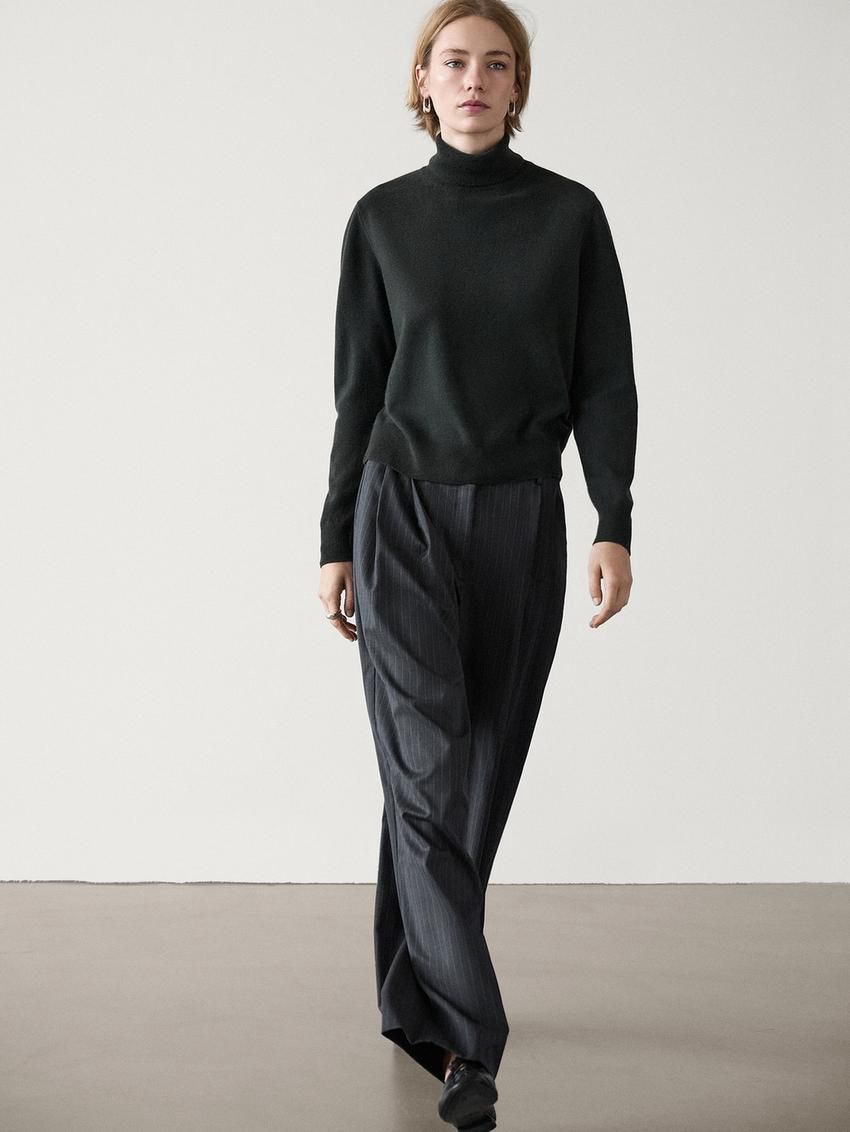 Massimo Dutti Wool Blend Turtleneck Women Sweater Dark Green | US-TI4503978