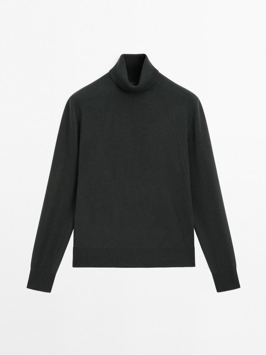 Massimo Dutti Wool Blend Turtleneck Women Sweater Dark Green | US-TI4503978
