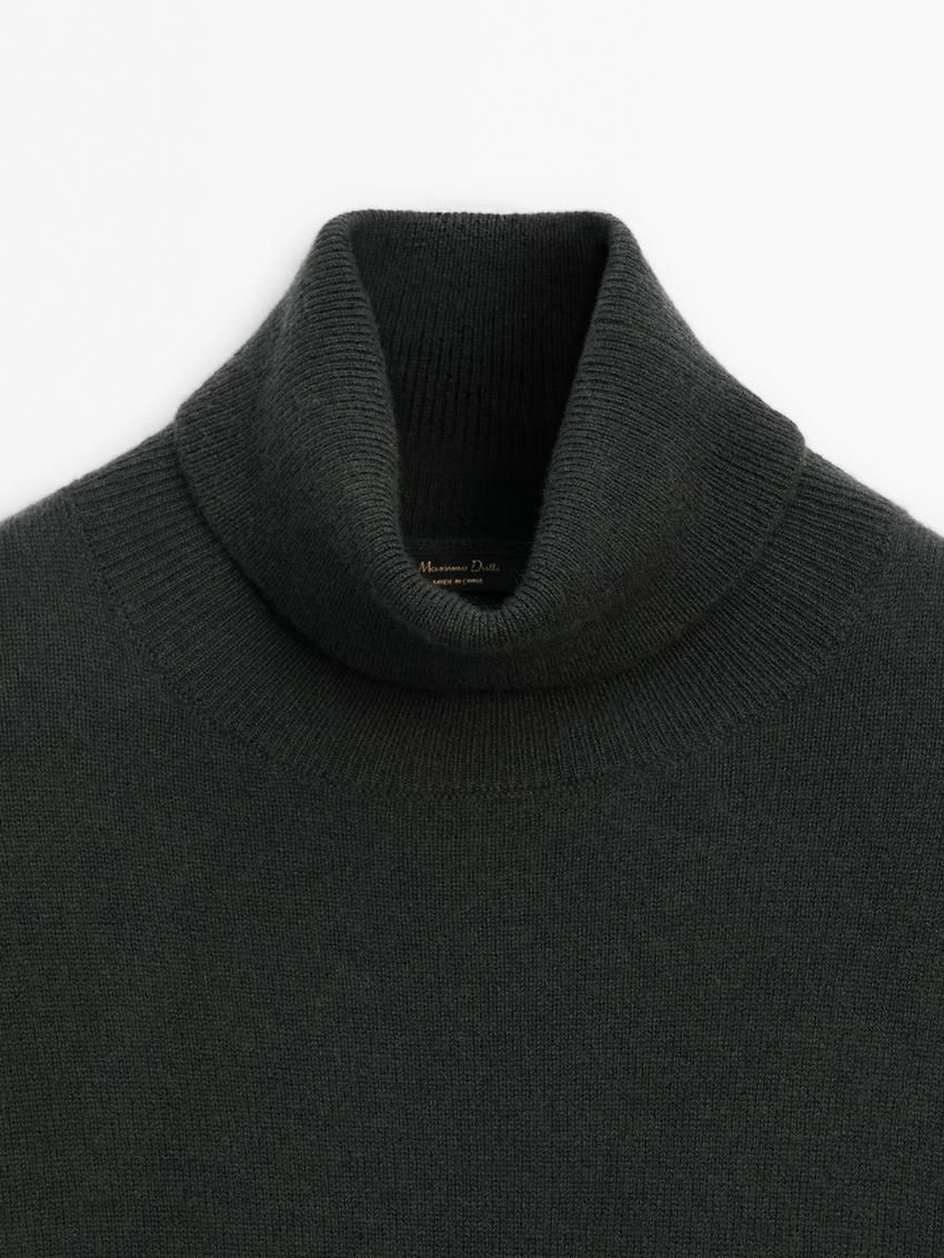 Massimo Dutti Wool Blend Turtleneck Women Sweater Dark Green | US-TI4503978