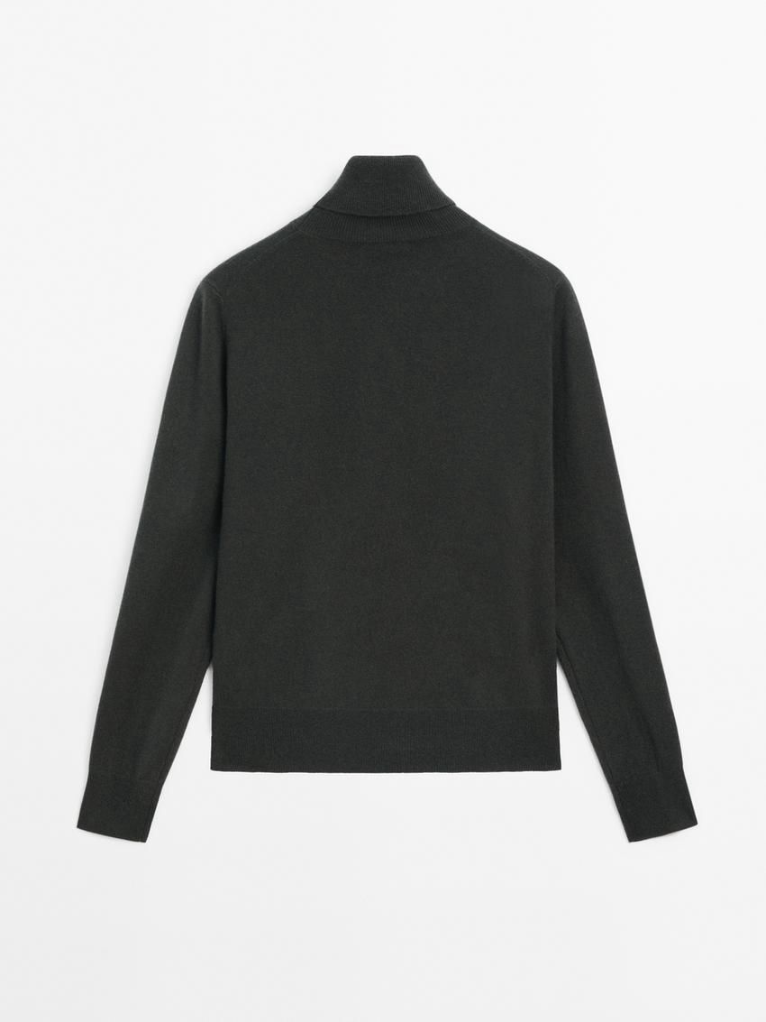 Massimo Dutti Wool Blend Turtleneck Women Sweater Dark Green | US-TI4503978
