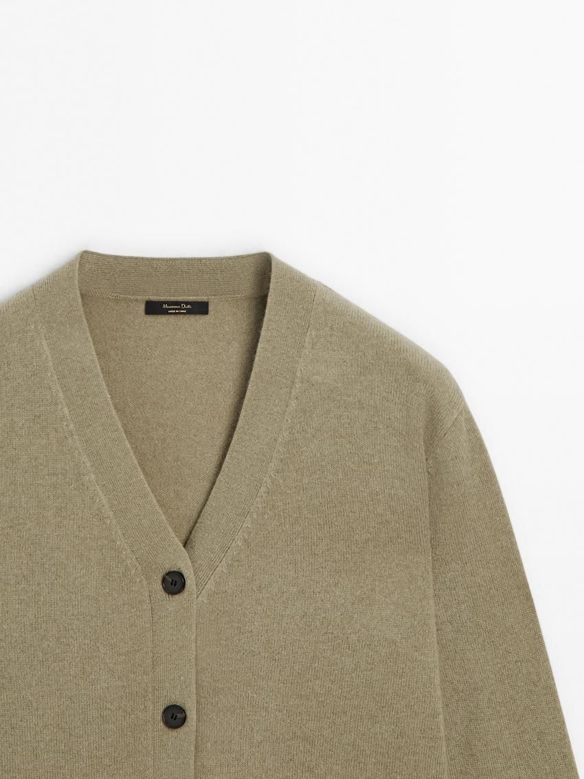 Massimo Dutti Wool Blend V-neck Women Cardigan Light Green | US-IE1450837