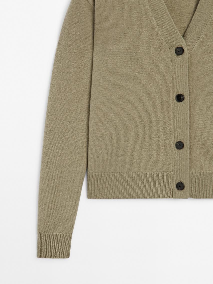 Massimo Dutti Wool Blend V-neck Women Cardigan Light Green | US-IE1450837
