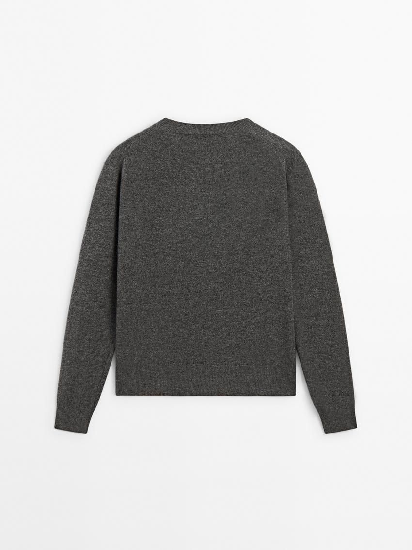 Massimo Dutti Wool Blend V-neck Women Sweater Grey | US-VW1703968