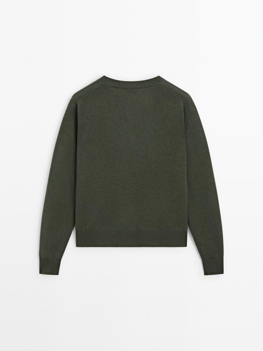 Massimo Dutti Wool Blend V-neck Women Sweater Green | US-NA4837261