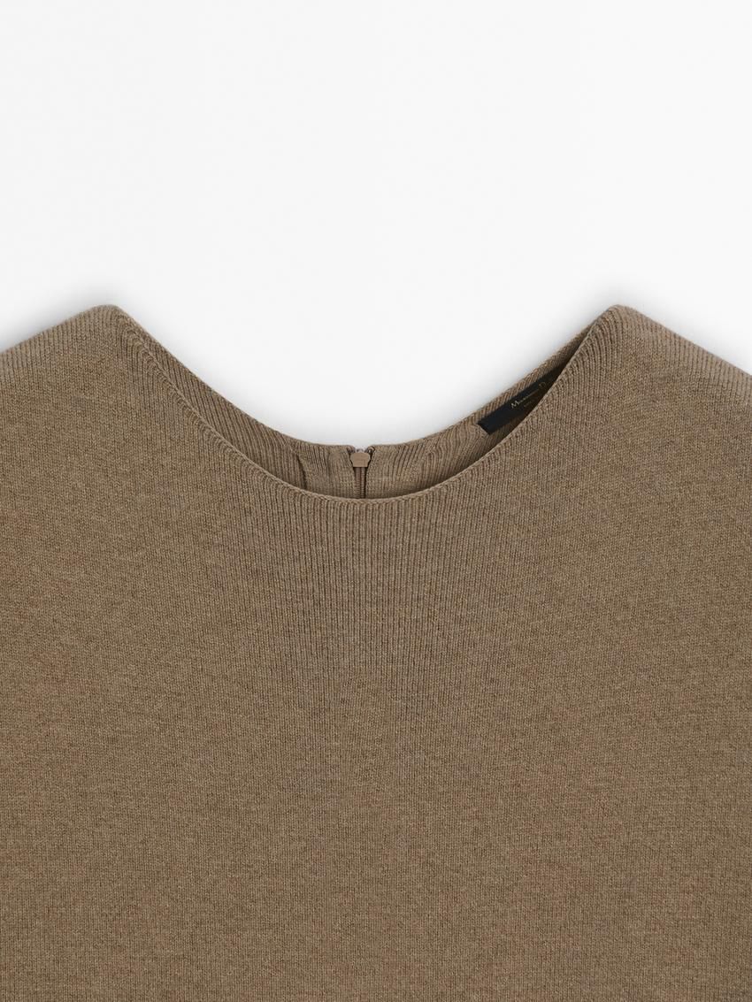 Massimo Dutti Wool Blend With Brooch Detail Women Dress Brown | US-AP7230964
