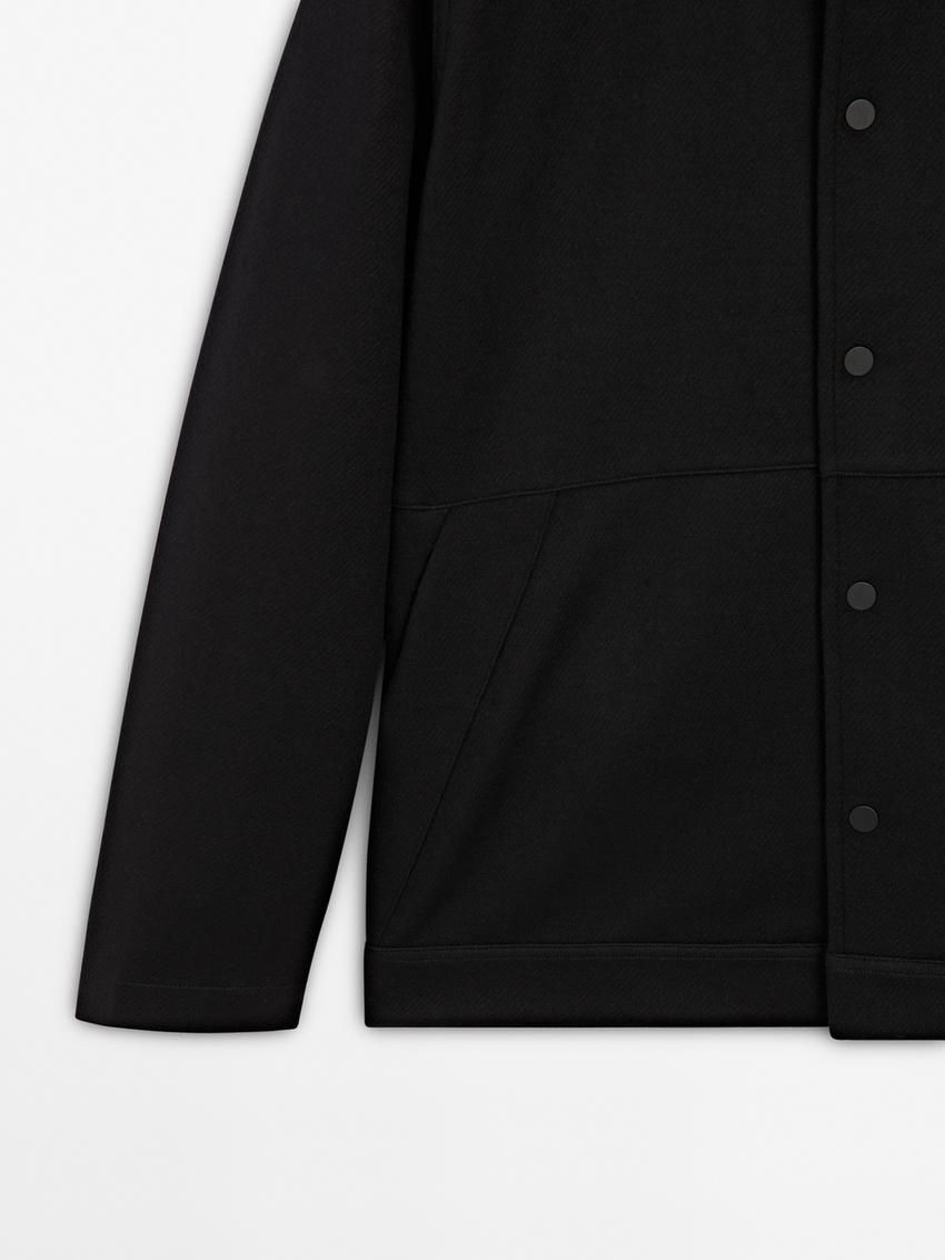 Massimo Dutti Wool Blend With Buttons Men Jacket Black | US-TO4259061