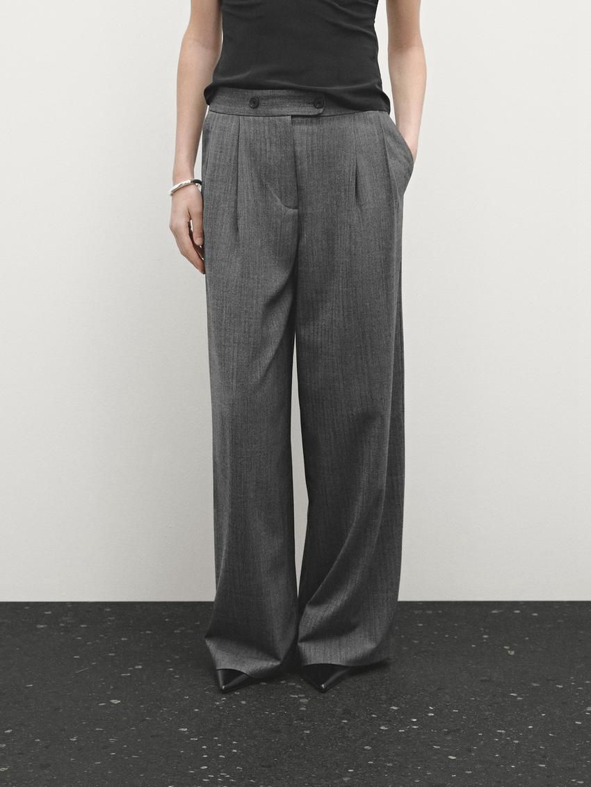 Massimo Dutti Wool Blend With Double Darts Women Trousers Dark Grey | US-TZ5348297