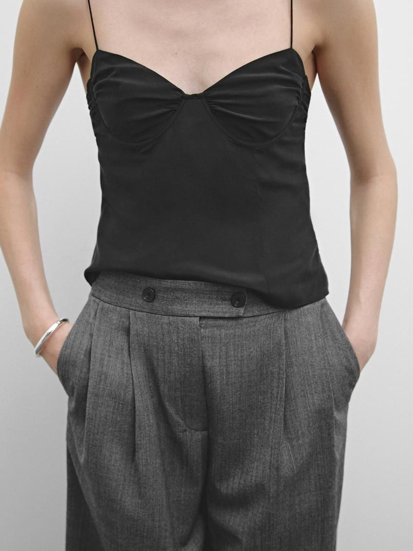 Massimo Dutti Wool Blend With Double Darts Women Trousers Dark Grey | US-TZ5348297