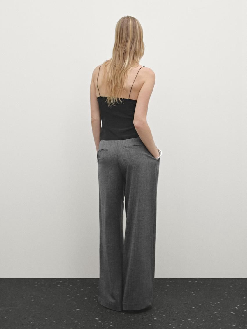 Massimo Dutti Wool Blend With Double Darts Women Trousers Dark Grey | US-TZ5348297
