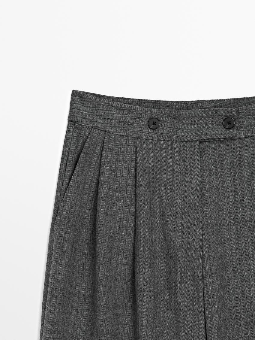 Massimo Dutti Wool Blend With Double Darts Women Trousers Dark Grey | US-TZ5348297