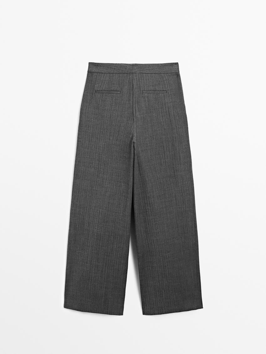 Massimo Dutti Wool Blend With Double Darts Women Trousers Dark Grey | US-TZ5348297