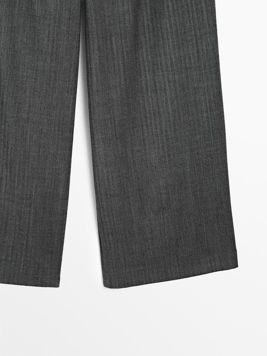 Massimo Dutti Wool Blend With Double Darts Women Trousers Dark Grey | US-TZ5348297