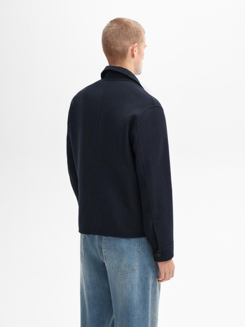 Massimo Dutti Wool Blend With Double Men Jacket Navy | US-NL0231768