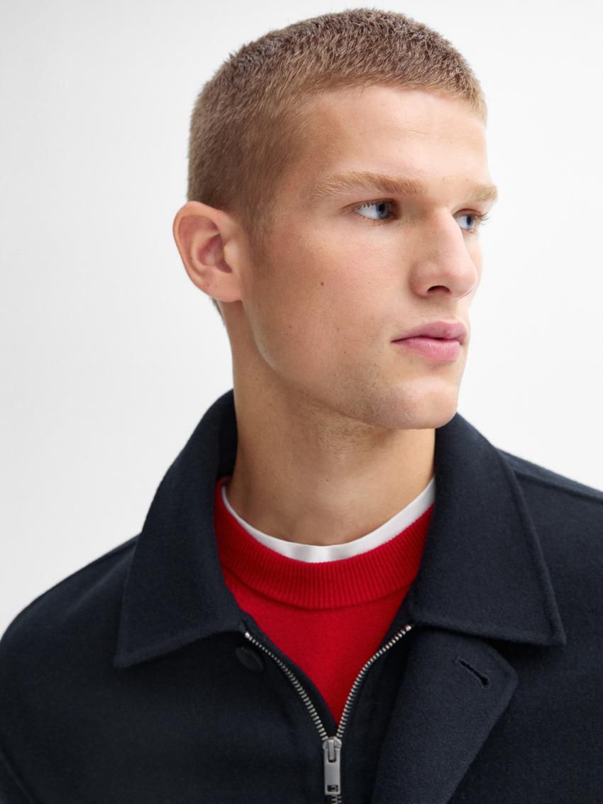 Massimo Dutti Wool Blend With Double Men Jacket Navy | US-NL0231768