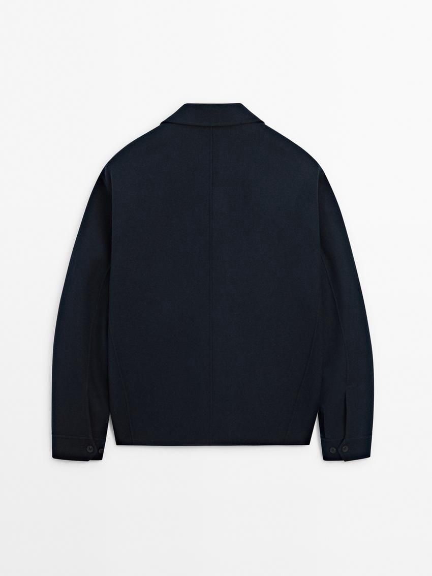 Massimo Dutti Wool Blend With Double Men Jacket Navy | US-NL0231768