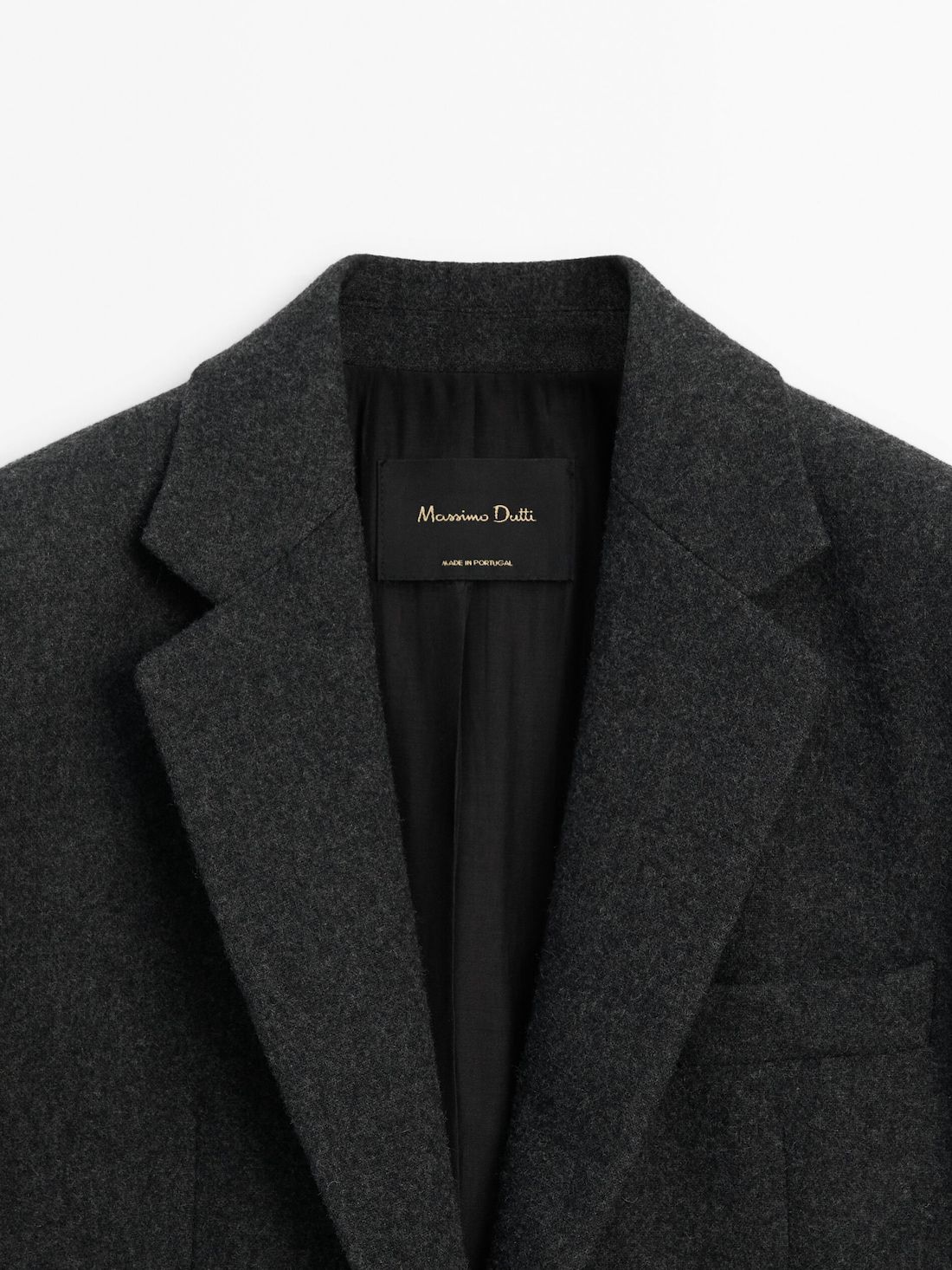 Massimo Dutti Wool Blend With Flannel Detail Women Blazer Dark Grey | US-HV8671390