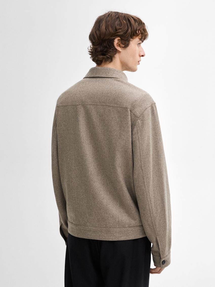 Massimo Dutti Wool Blend With Pockets Men Jacket Brown Beige | US-RI4209683