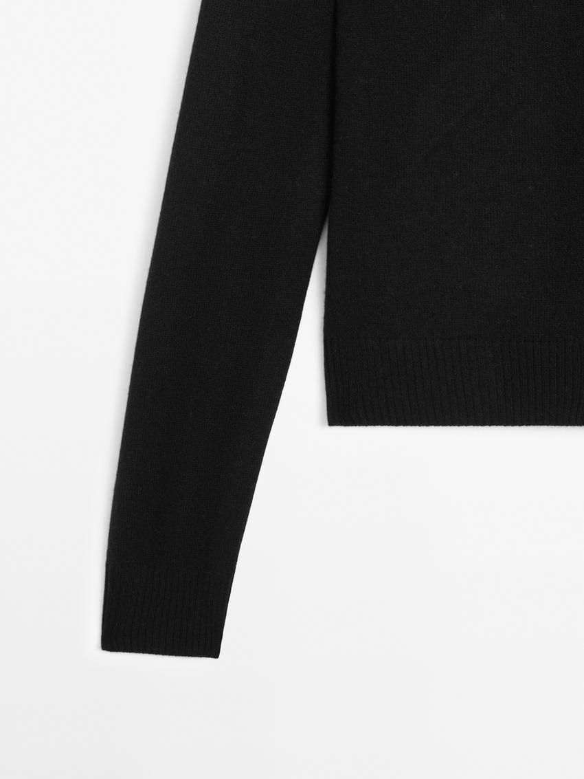 Massimo Dutti Wool Blend With Rhinestone Button Women Cardigan Black | US-YJ7619582