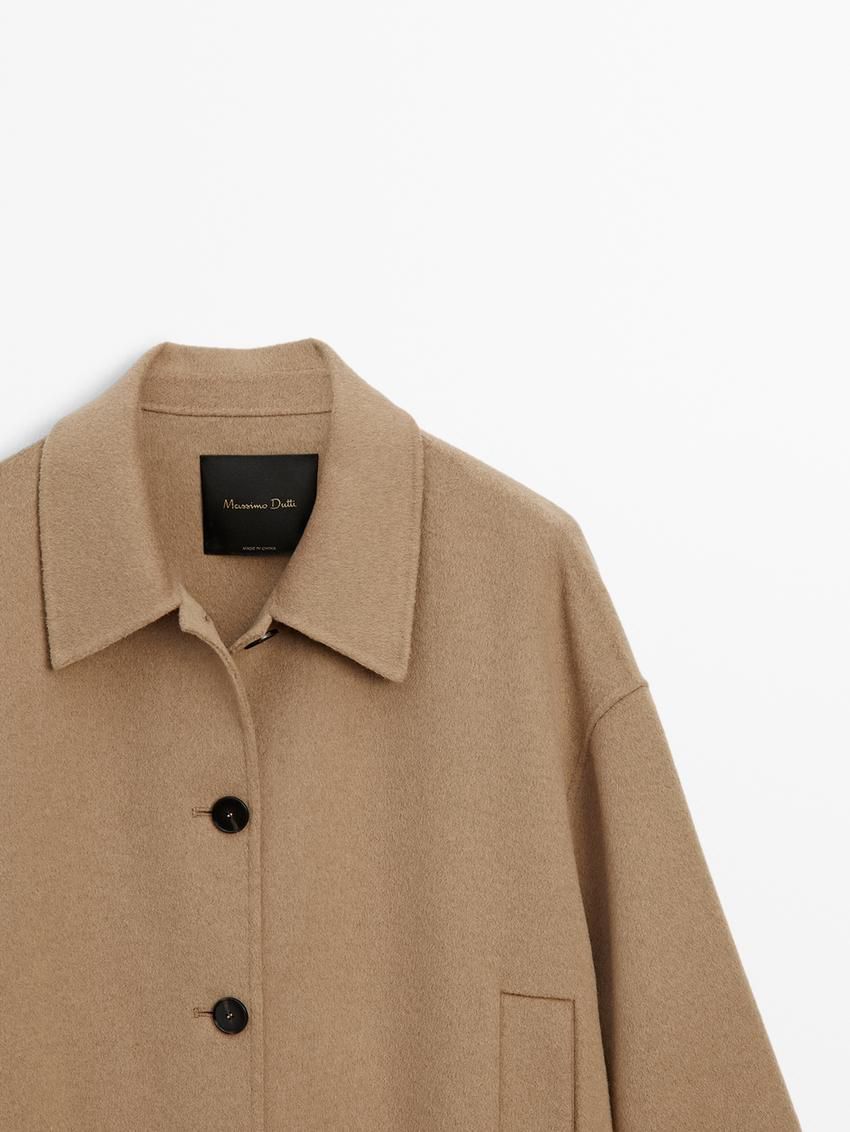 Massimo Dutti Wool Blend With Shirt Collar Women Jacket Brown | US-MY2375914