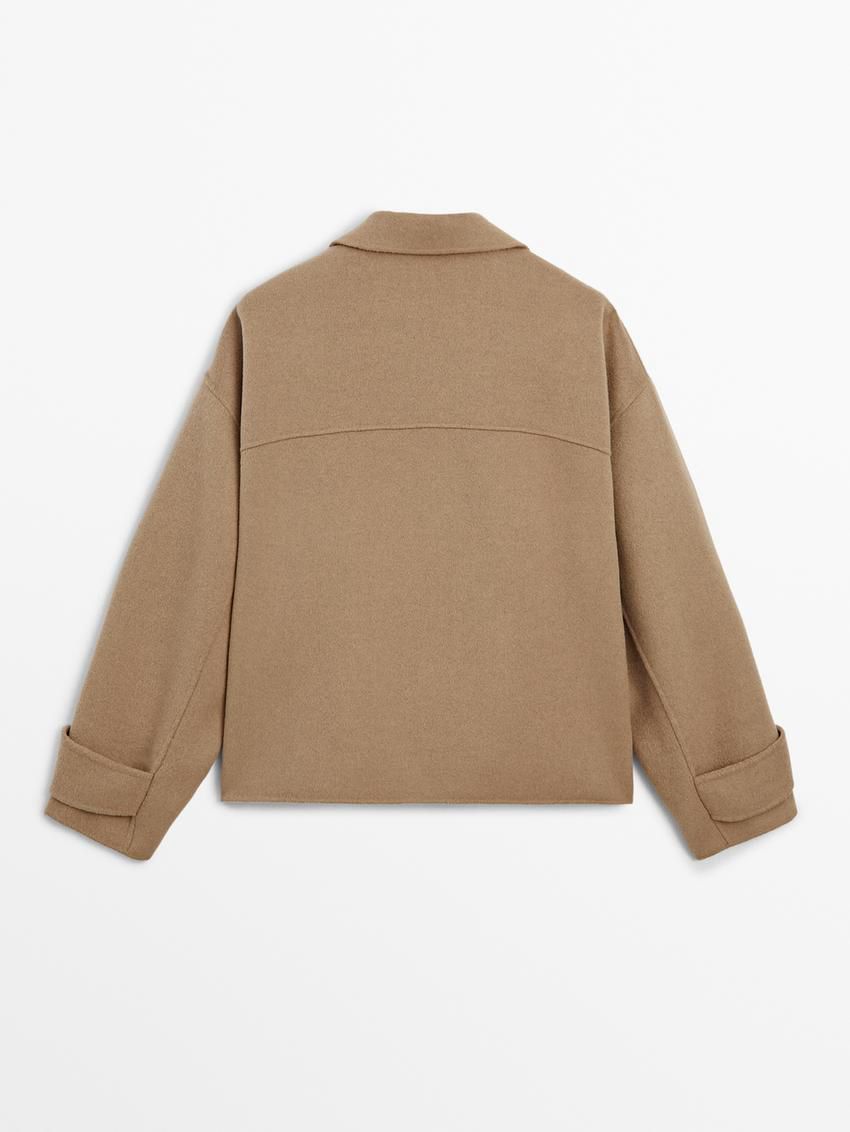 Massimo Dutti Wool Blend With Shirt Collar Women Jacket Brown | US-MY2375914