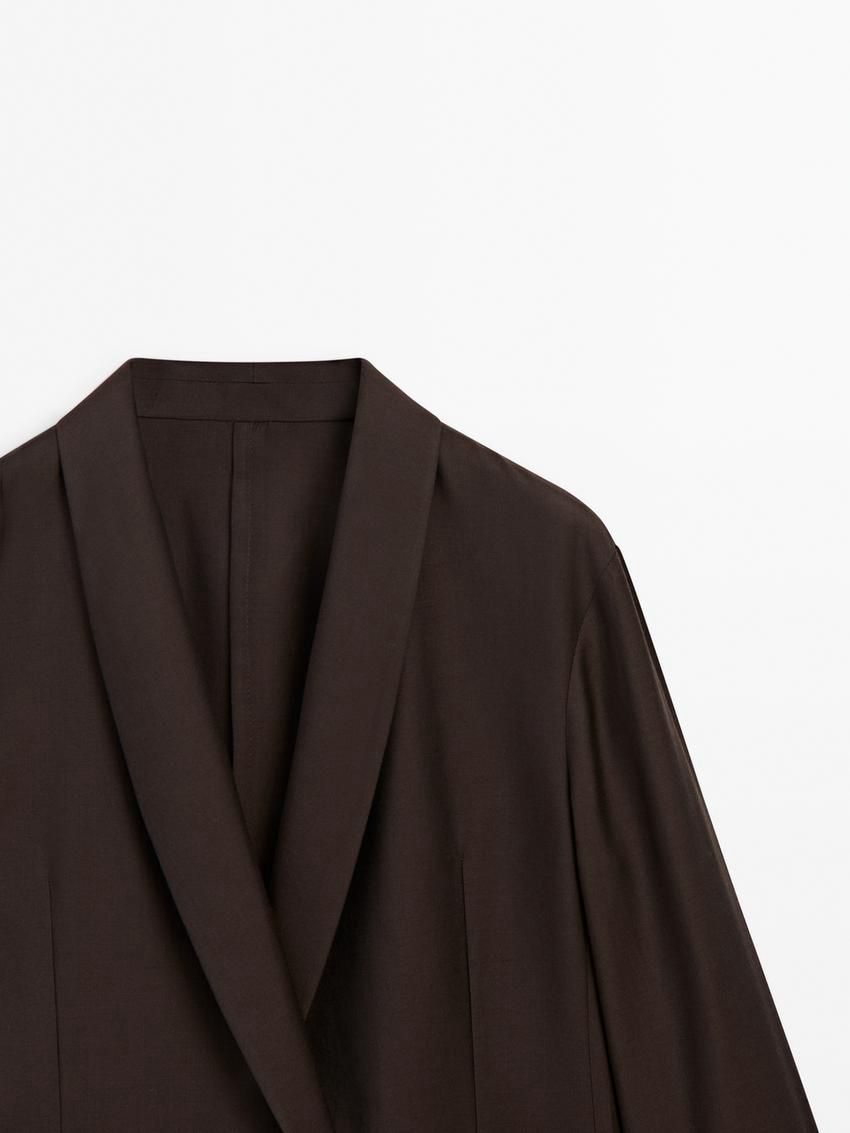 Massimo Dutti Wool Blend Women Blazer Dark Brown | US-HY6213784