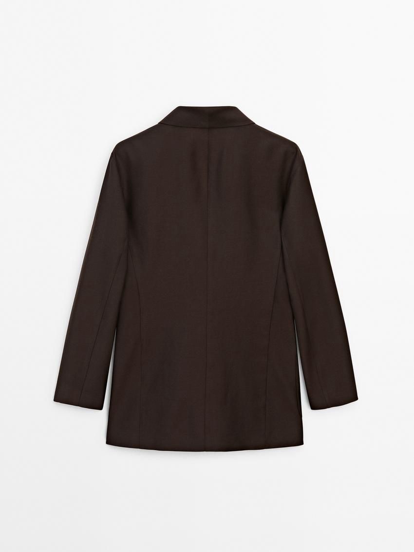 Massimo Dutti Wool Blend Women Blazer Dark Brown | US-HY6213784