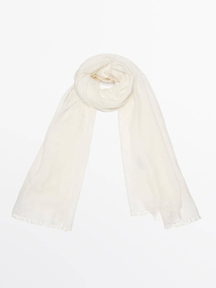 Massimo Dutti Wool Blend Women Scarf Cream | US-FC4805361