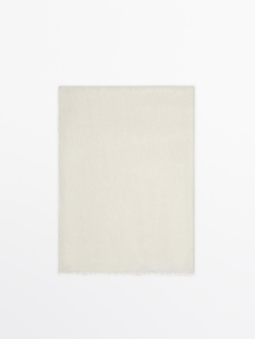 Massimo Dutti Wool Blend Women Scarf Cream | US-FC4805361