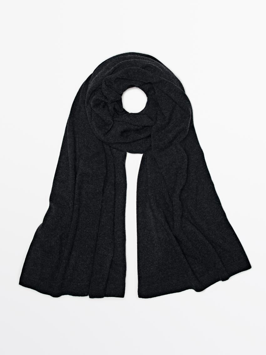 Massimo Dutti Wool Blend Women Scarf Dark Grey | US-GY3801724