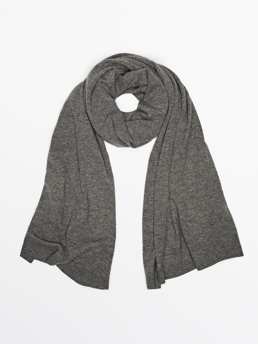 Massimo Dutti Wool Blend Women Scarf Grey | US-FS9187035
