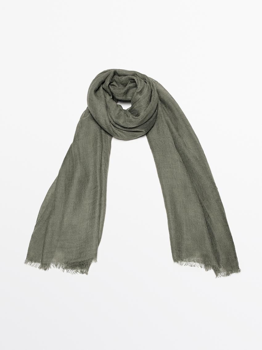 Massimo Dutti Wool Blend Women Scarf Green | US-KC2613480