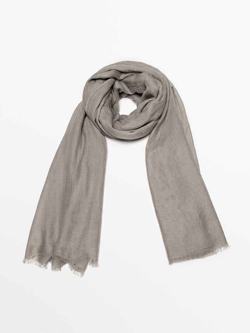Massimo Dutti Wool Blend Women Scarf Grey | US-RK2179480