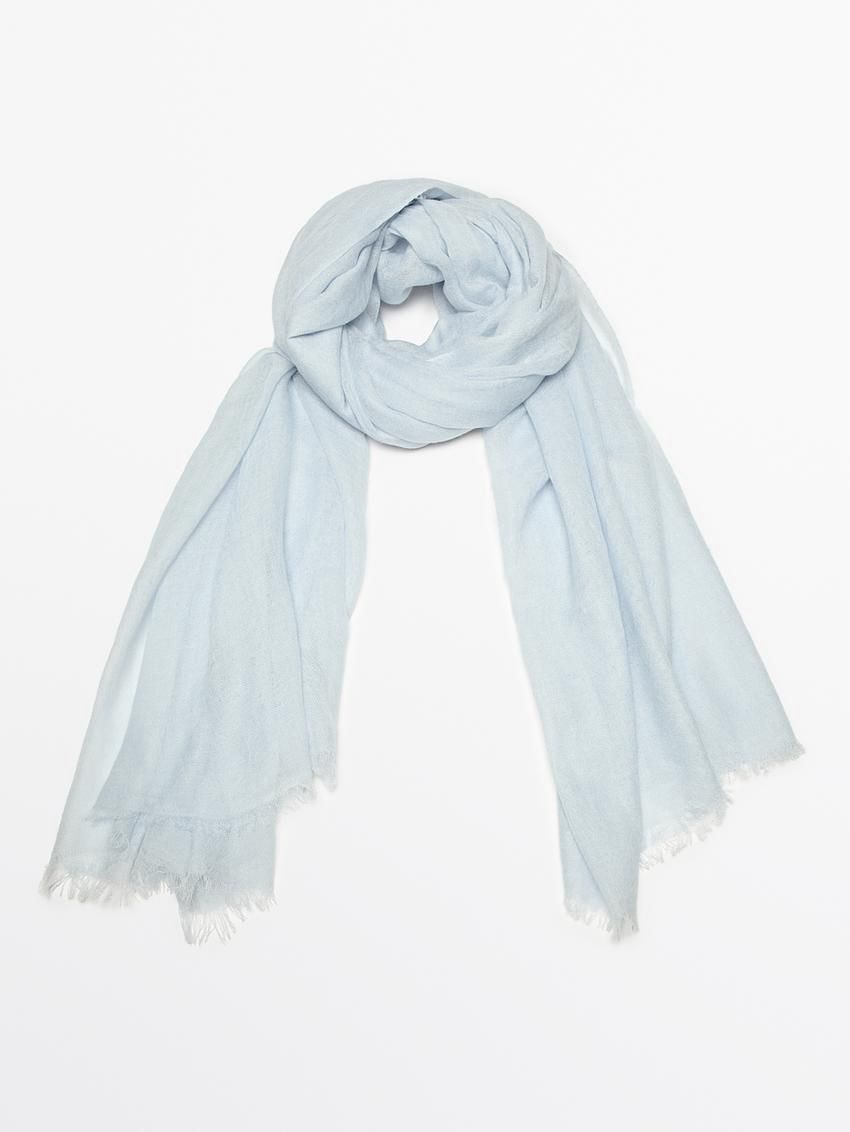 Massimo Dutti Wool Blend Women Scarf Light Blue | US-LM7369251