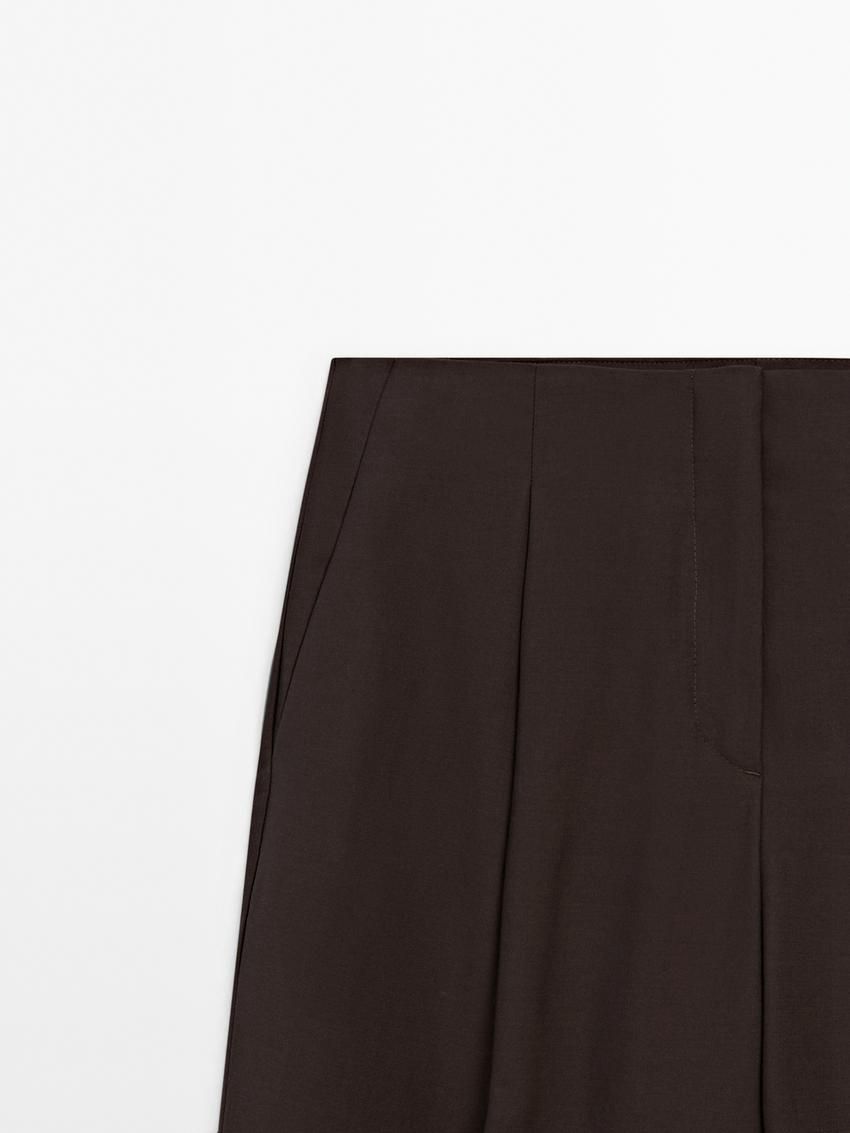 Massimo Dutti Wool Blend Women Trousers Dark Brown | US-UB7543602