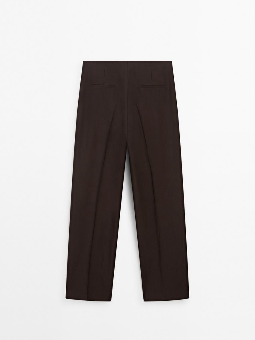 Massimo Dutti Wool Blend Women Trousers Dark Brown | US-UB7543602