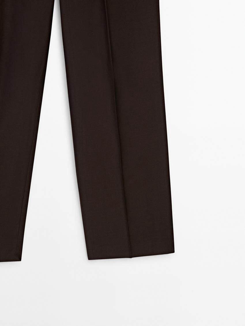 Massimo Dutti Wool Blend Women Trousers Dark Brown | US-UB7543602