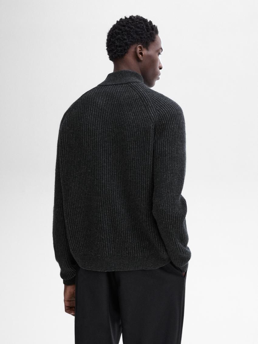 Massimo Dutti Wool Blend Zip Men Cardigan Dark Grey | US-QI4205613
