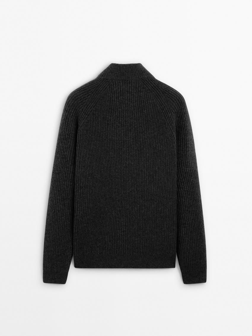 Massimo Dutti Wool Blend Zip Men Cardigan Dark Grey | US-QI4205613