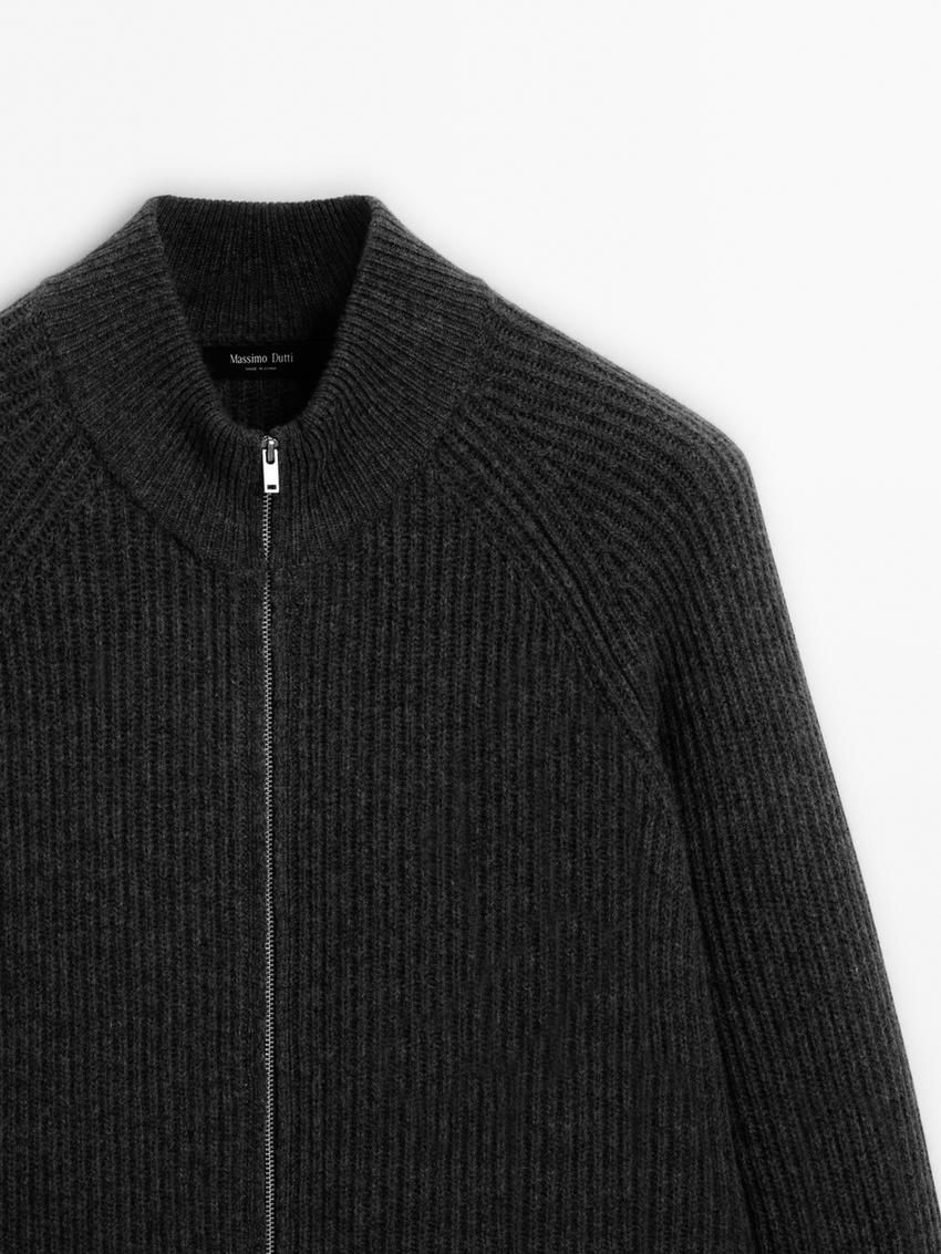 Massimo Dutti Wool Blend Zip Men Cardigan Dark Grey | US-QI4205613