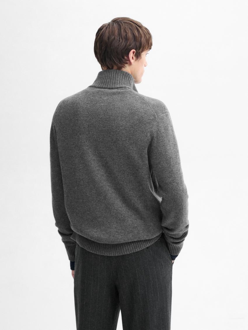 Massimo Dutti Wool Blend Zip-up Men Cardigan Dark Grey | US-SB8574369