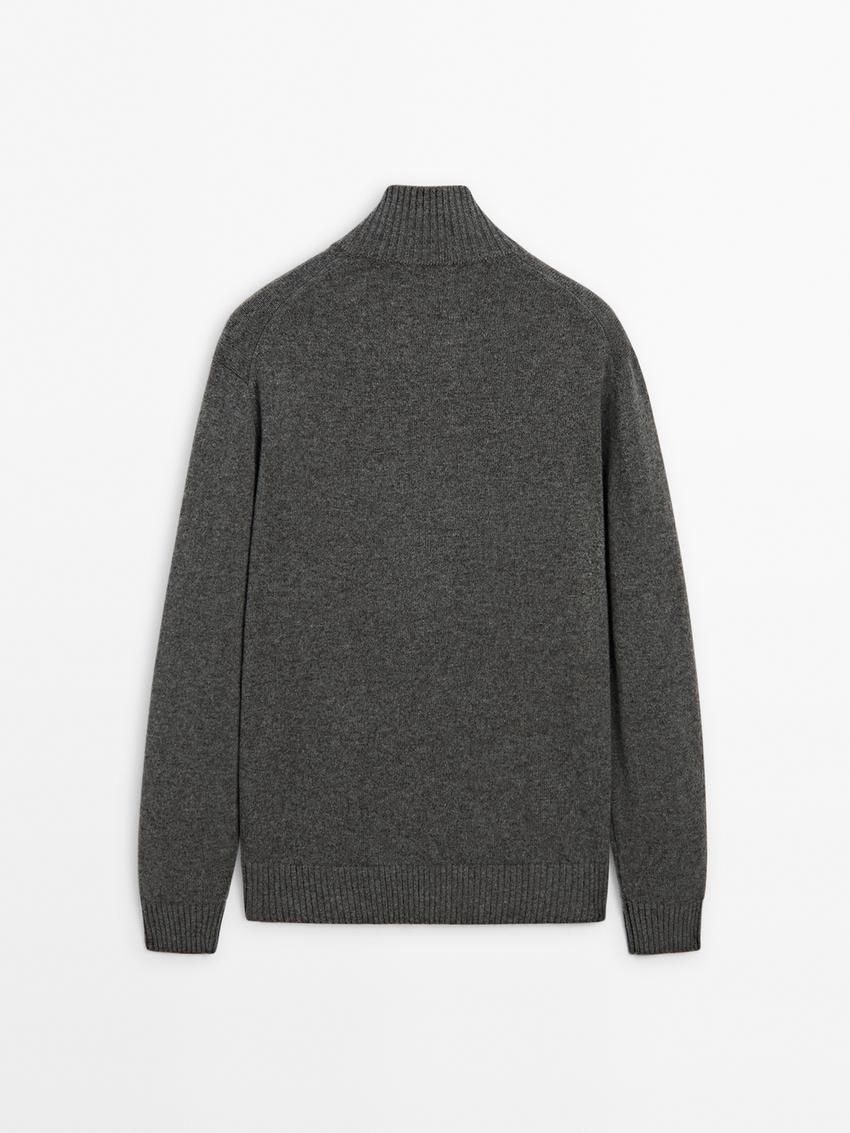 Massimo Dutti Wool Blend Zip-up Men Cardigan Dark Grey | US-SB8574369