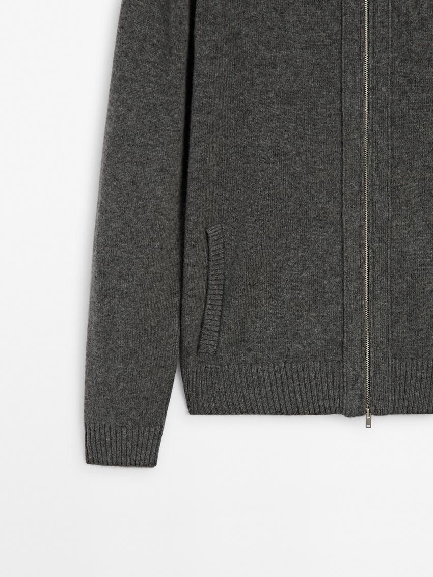 Massimo Dutti Wool Blend Zip-up Men Cardigan Dark Grey | US-SB8574369