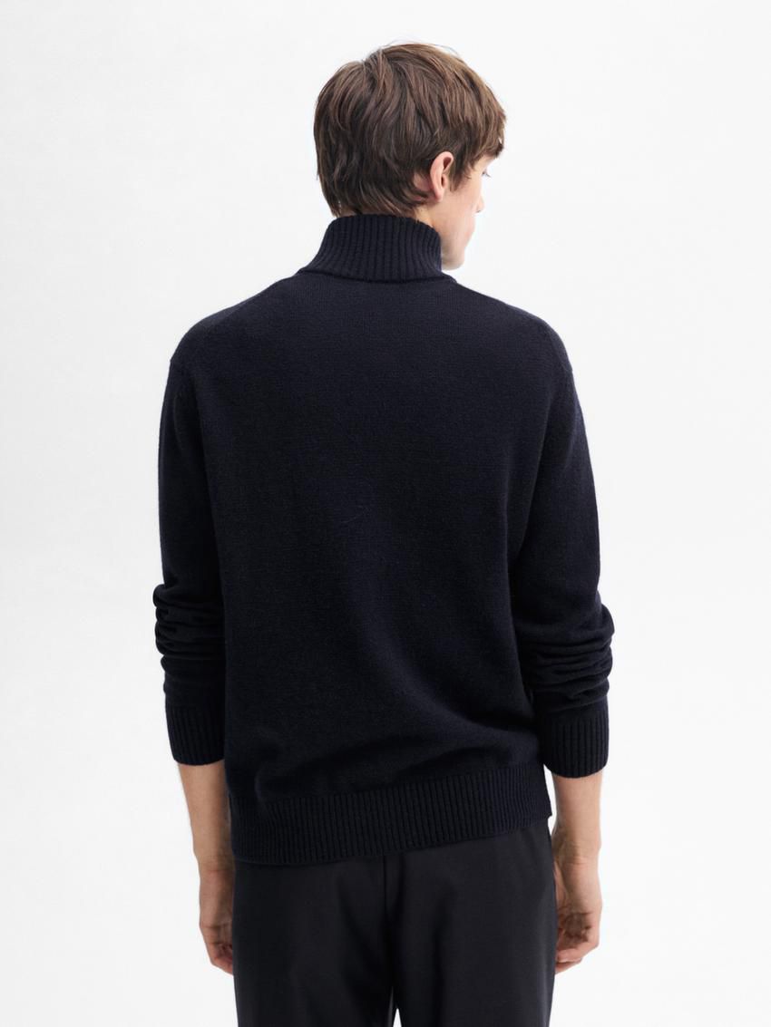 Massimo Dutti Wool Blend Zip-up Men Cardigan Navy | US-ZD1047593